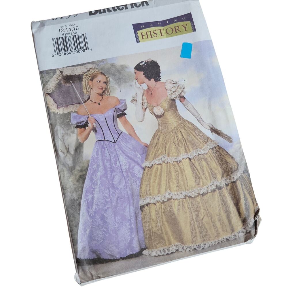 Butterick #6105 Size 12,14,16 "Making History" Pattern Colonial FloorLength Gown